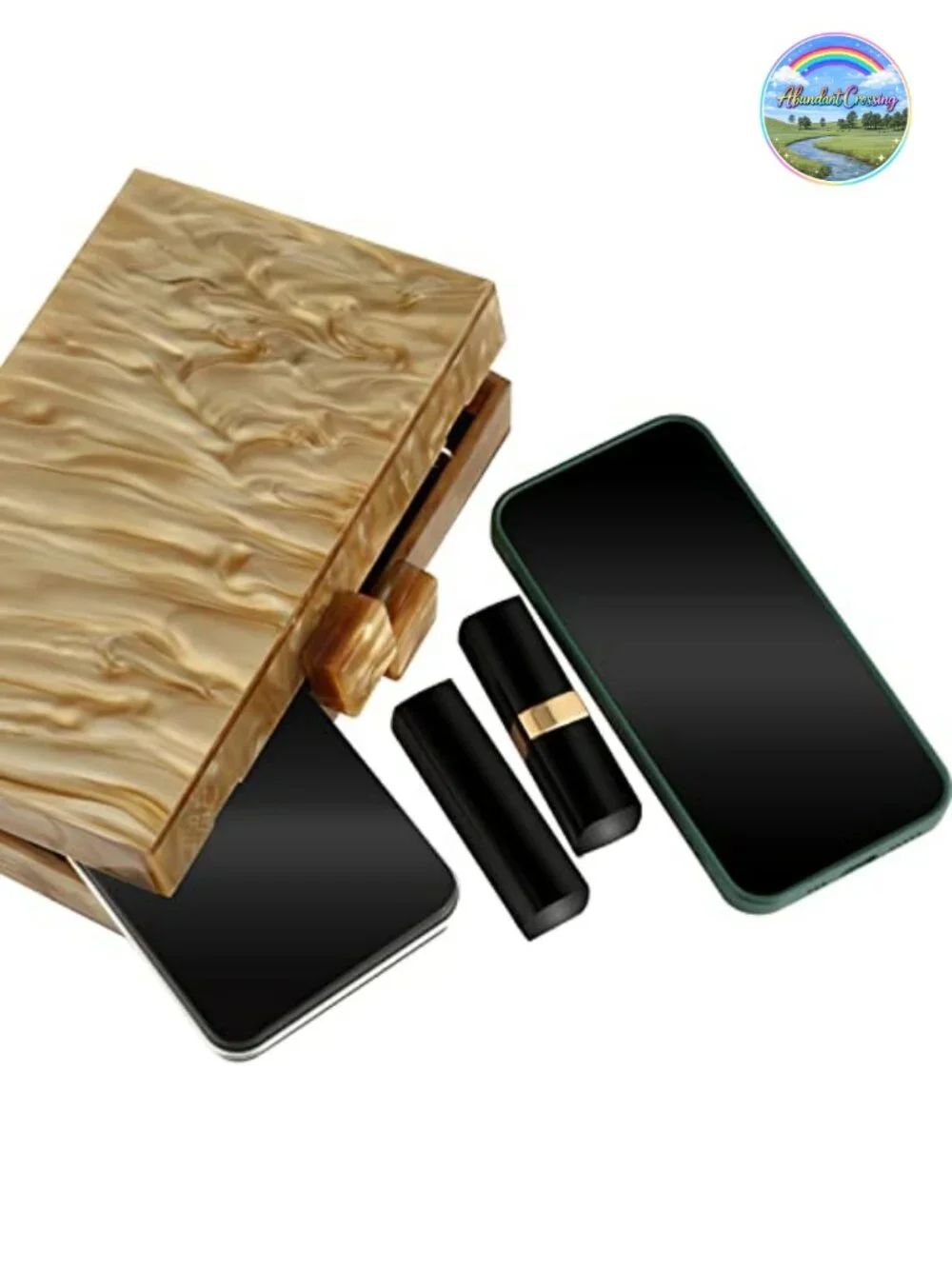 Acrylic Marbling Clutch Purse Women Evening Crossbody Bag Detachable Chain